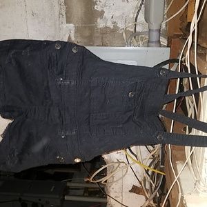 Black Overalls Shorts